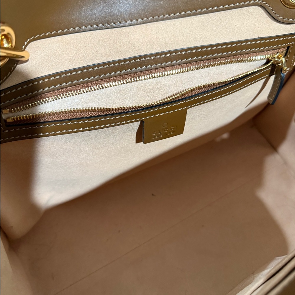 GucciOphidia Padlock Beige and Brown Shoulder Bag with Gold Accents - Picture 4 of 9